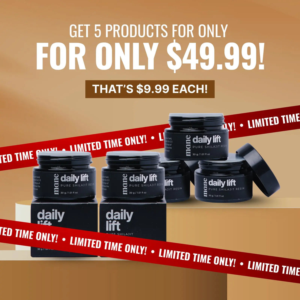 Daily Lift Pure Shilajit Resin - 5X Value Pack