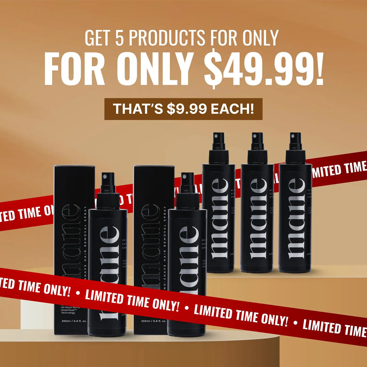 No-Shave Hair Removal Spray - 5X Value Pack